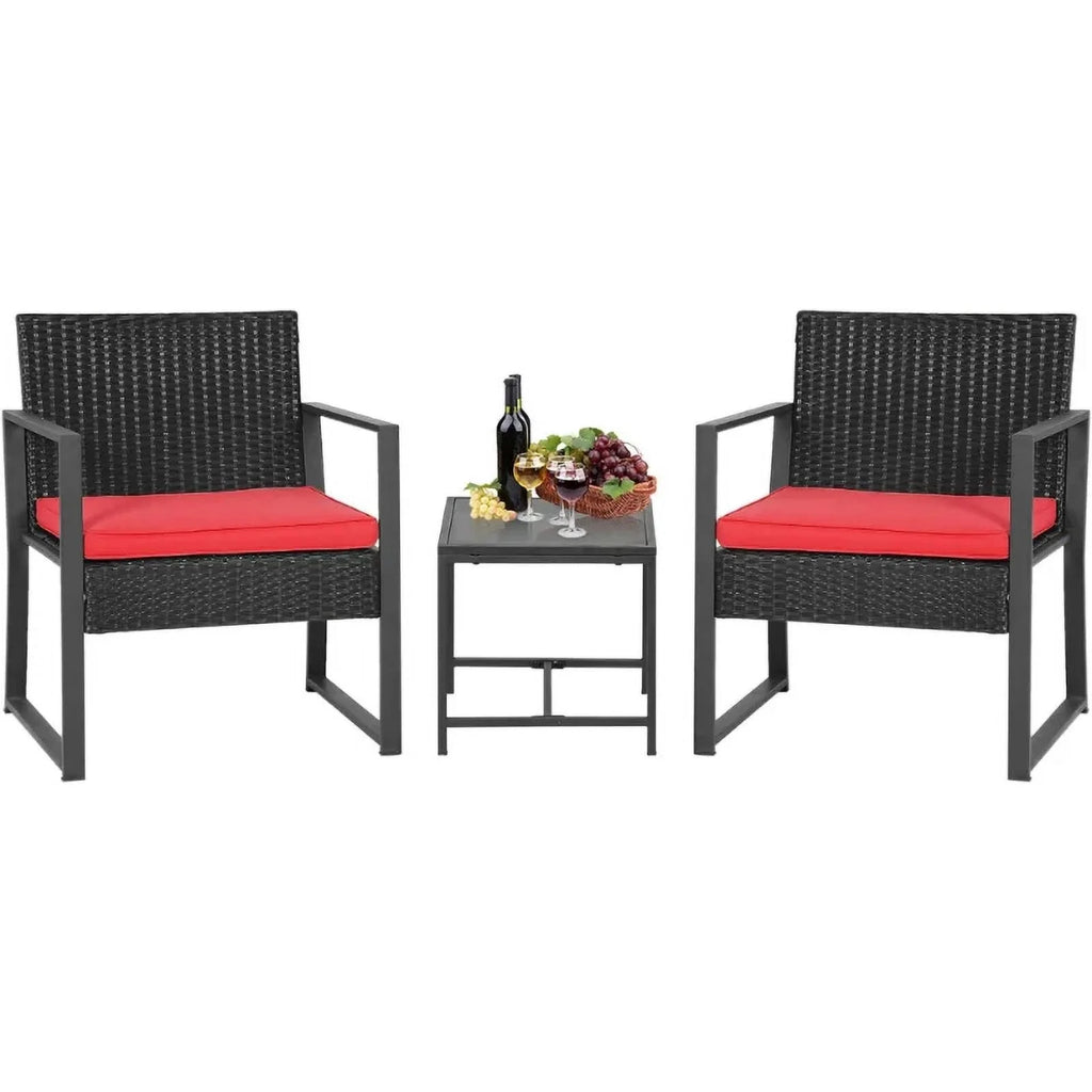 3 Piece Wicker Rattan Patio Bistro Set F862162