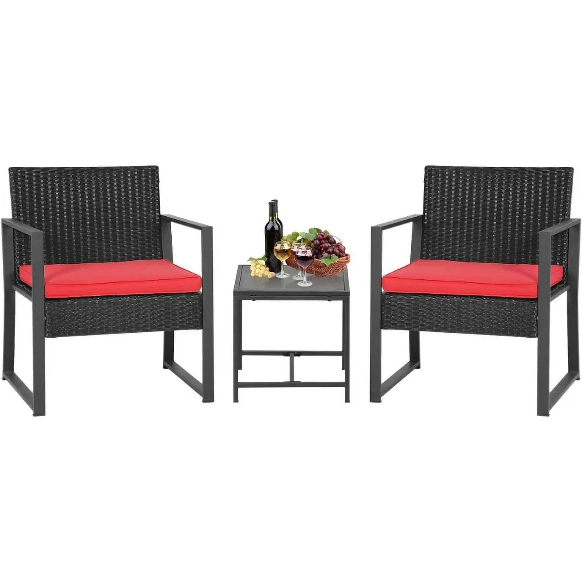 3 Piece Wicker Rattan Patio Bistro Set F862162