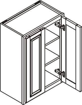 Vintage White Inset Raised Panel Wall Cabinet Double Door 24 E41274