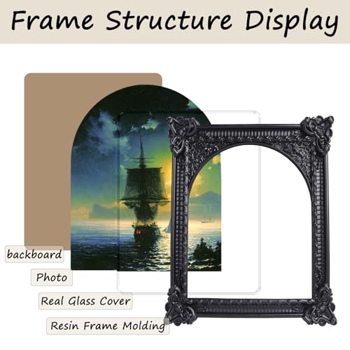 Black 8x10 Arched Vintage Picture Frame V728