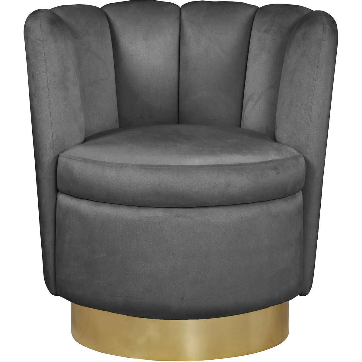 Velvet Upholstered Accent Chair with Gold Steel Swivel Base Y314751