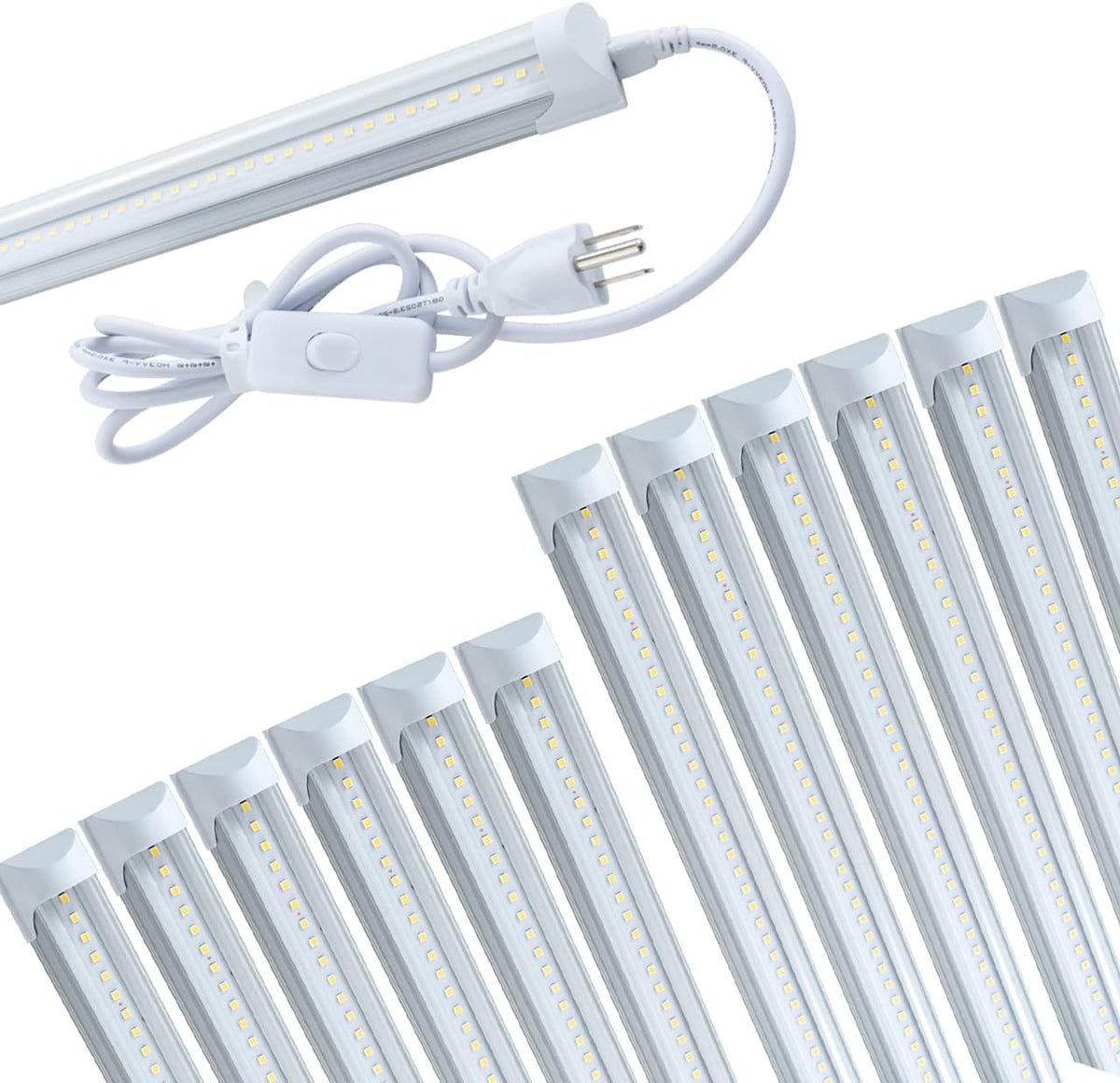 6 Pack 4FT 24W 6500K Cool White LED Shop Light with Plug Cable F649829
