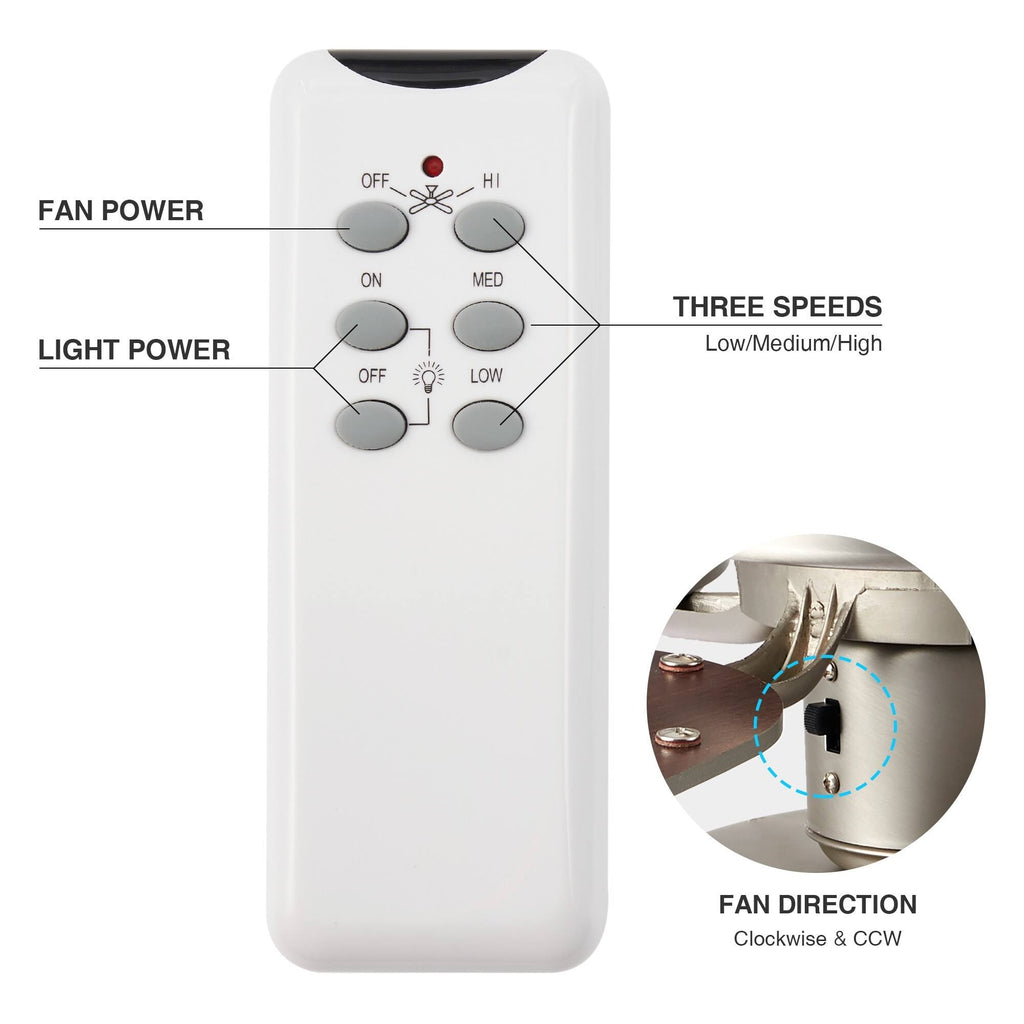 Brushed Nickel Ceiling Fan with Light and Remote Control V94493