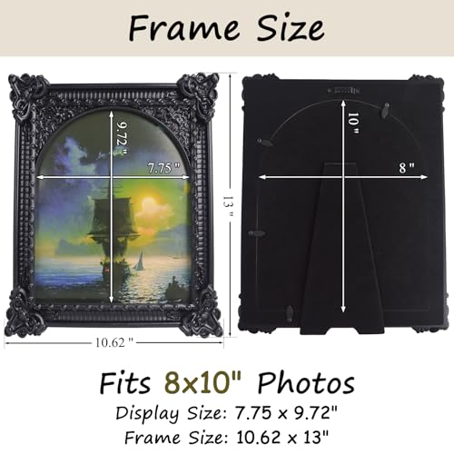 Black 8x10 Arched Vintage Picture Frame V728