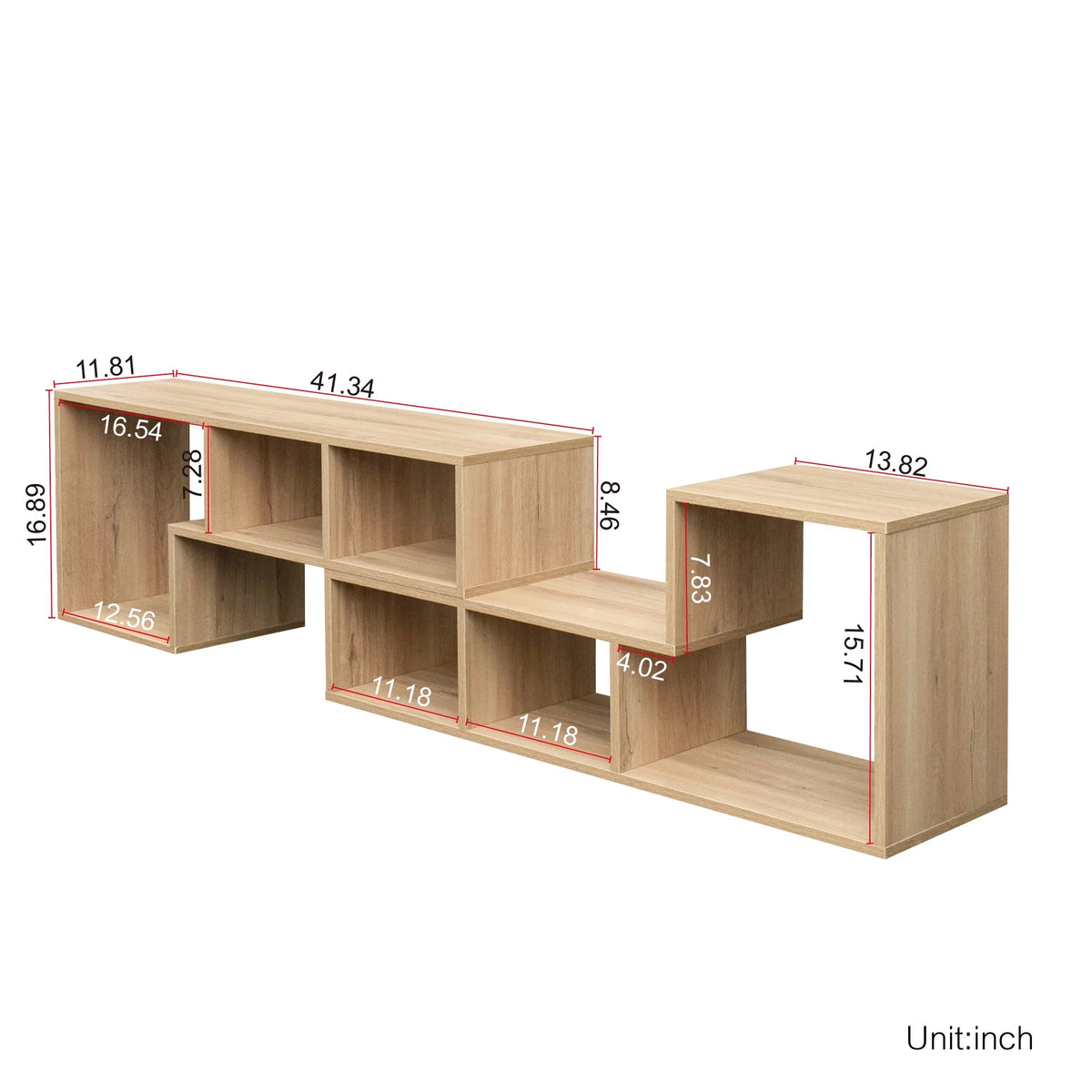 Oak L-Shaped Display Shelf Bookcase H42321