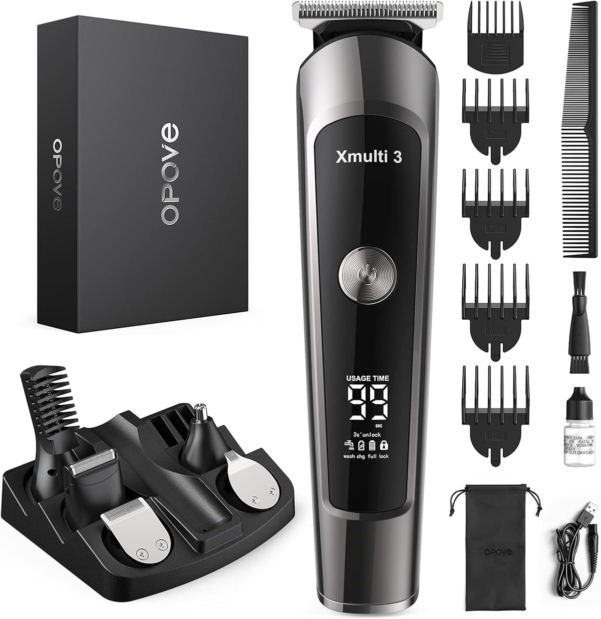 Electric Beard Trimmer, All-in-1 Multi-Grooming Hair Trimmer Kit, Cordless Clippers with Waterproof Y313808