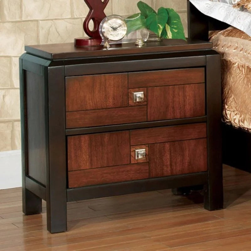Walnut Acacia Finish 3pc Eastern King Size Bed and 2 Nightstands T80787