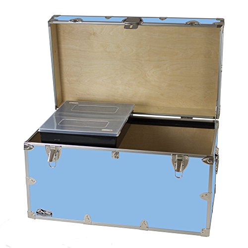XL Graduate Storage Trunk w/Tray - STEEL Footlocker - 32 x 18 x 18.5 Inches (White) H4237
