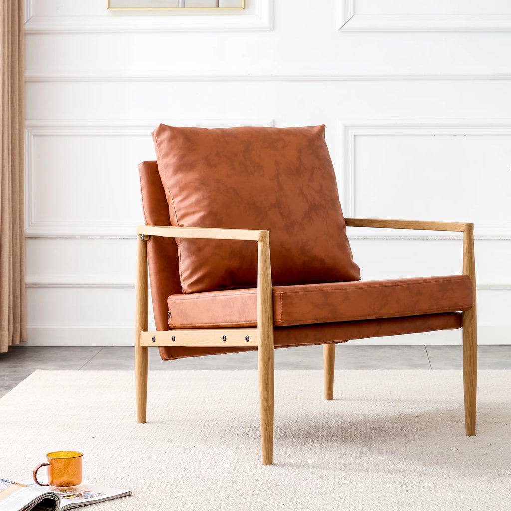 PU Leather Accent Arm Chair with Metal Frame K324103