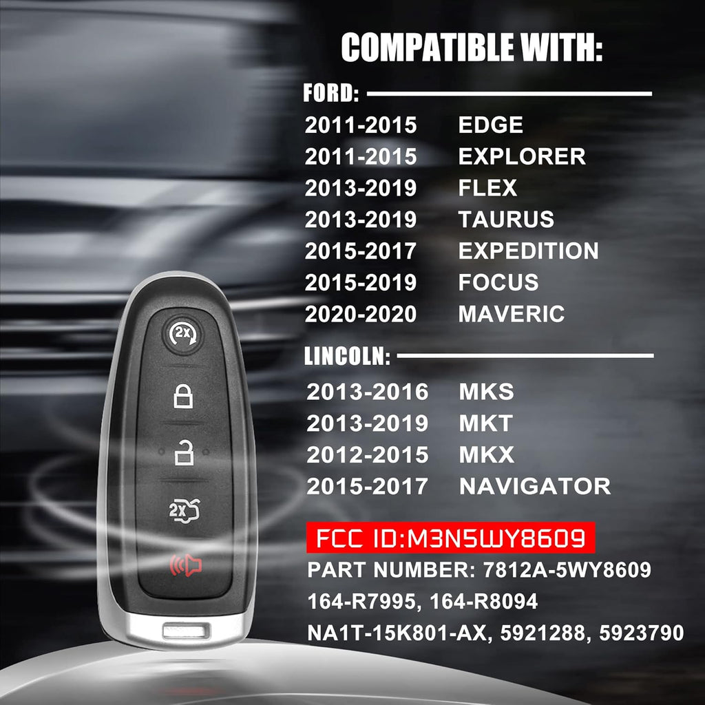 Keyless Entry Remote Car Key Fits for Ford Edge Explorer Flex Taurus Focus Lincoln MKT MKX MKS Navigator O62784
