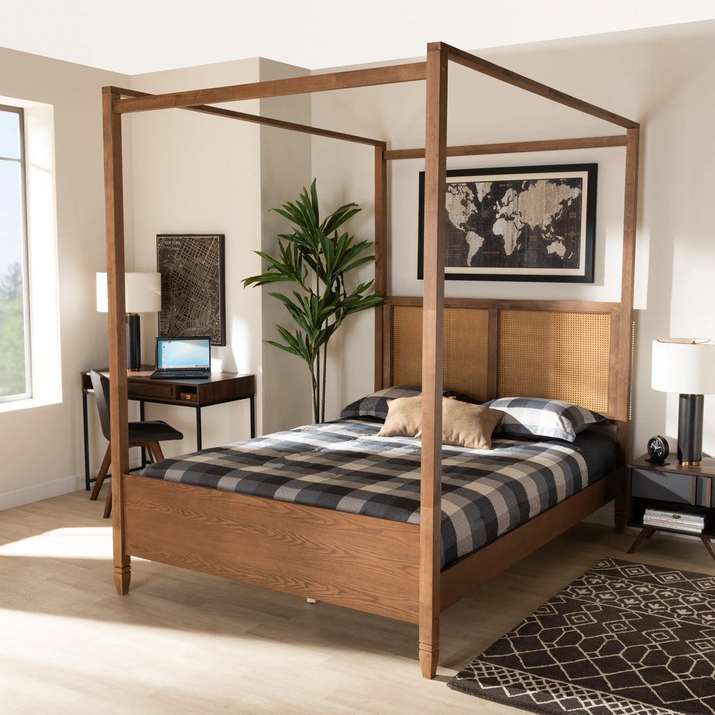 King Synthetic Rattan Canopy Bed L118865
