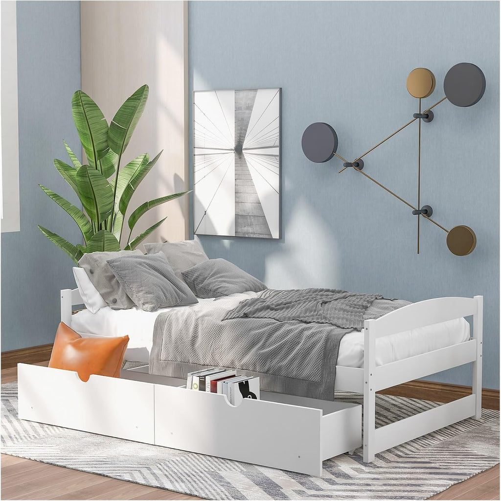 White Twin Size Wood Daybed with 2 Drawers M16373
