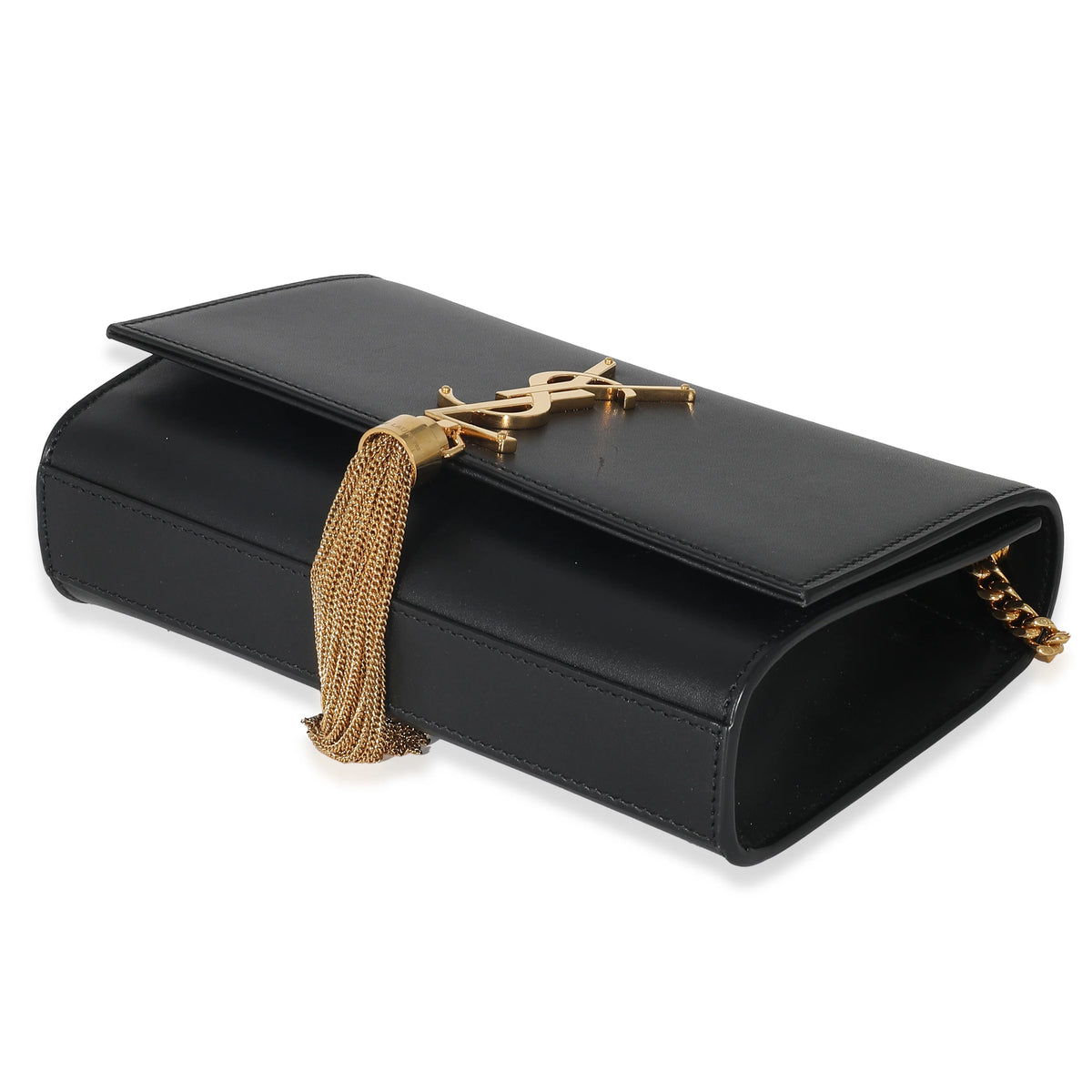 Black Smooth Leather Small Tassel Bag B88023