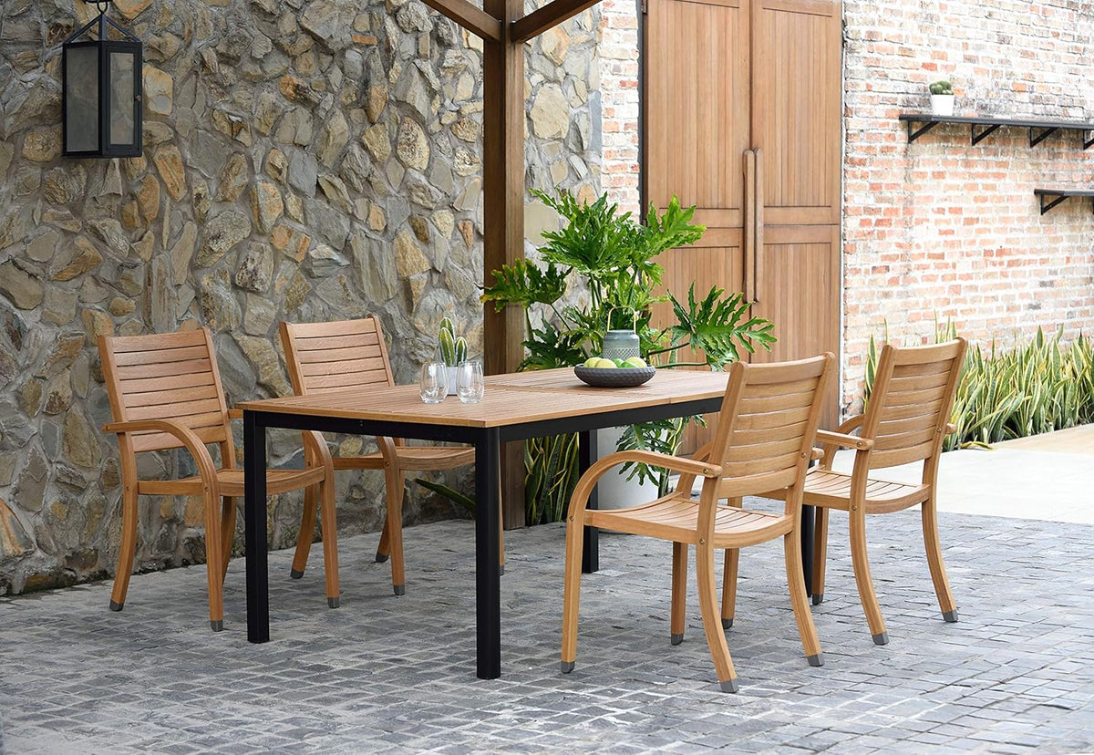 5 Piece Round Eucalyptus Patio Dining Set X37988