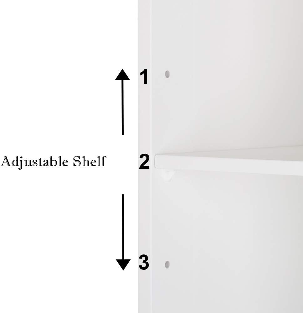 White Tall Bathroom Storage Cabinet with Doors and Shelves Y932
