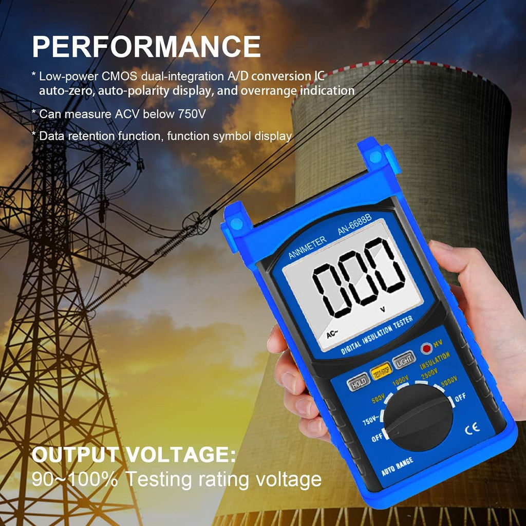 Digital Insulation Resistance Tester 5000V 200G ohms Auto Ranging Voltmeter N80824