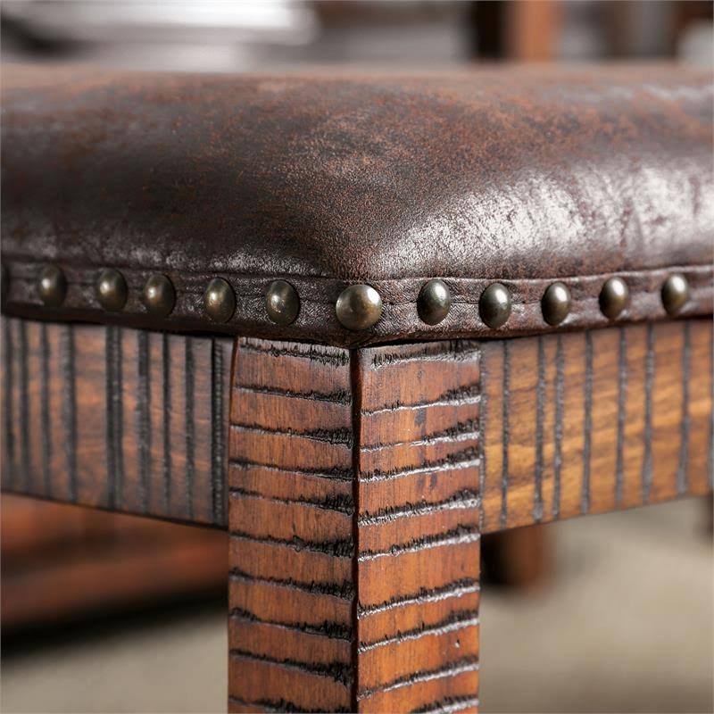Solid Wood Nailhead Trim Bench in Dark Oak H41283