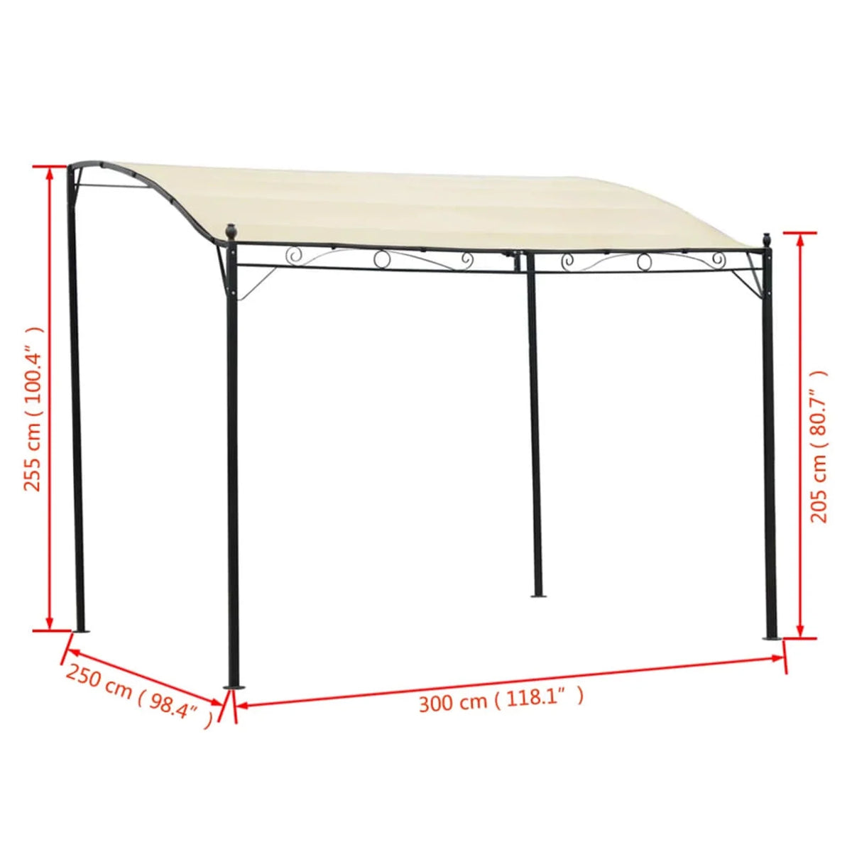 Cream White Steel Frame Garden Canopy Tent Sun Shelter 9.8ft x 8.2ft F707