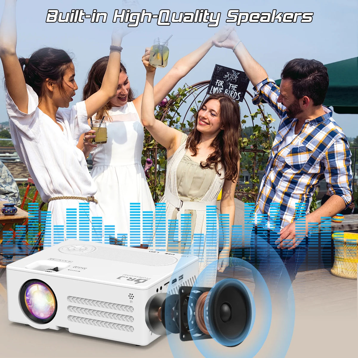 4K Supported Native 1080P Video Projector with 100" Screen Q28943