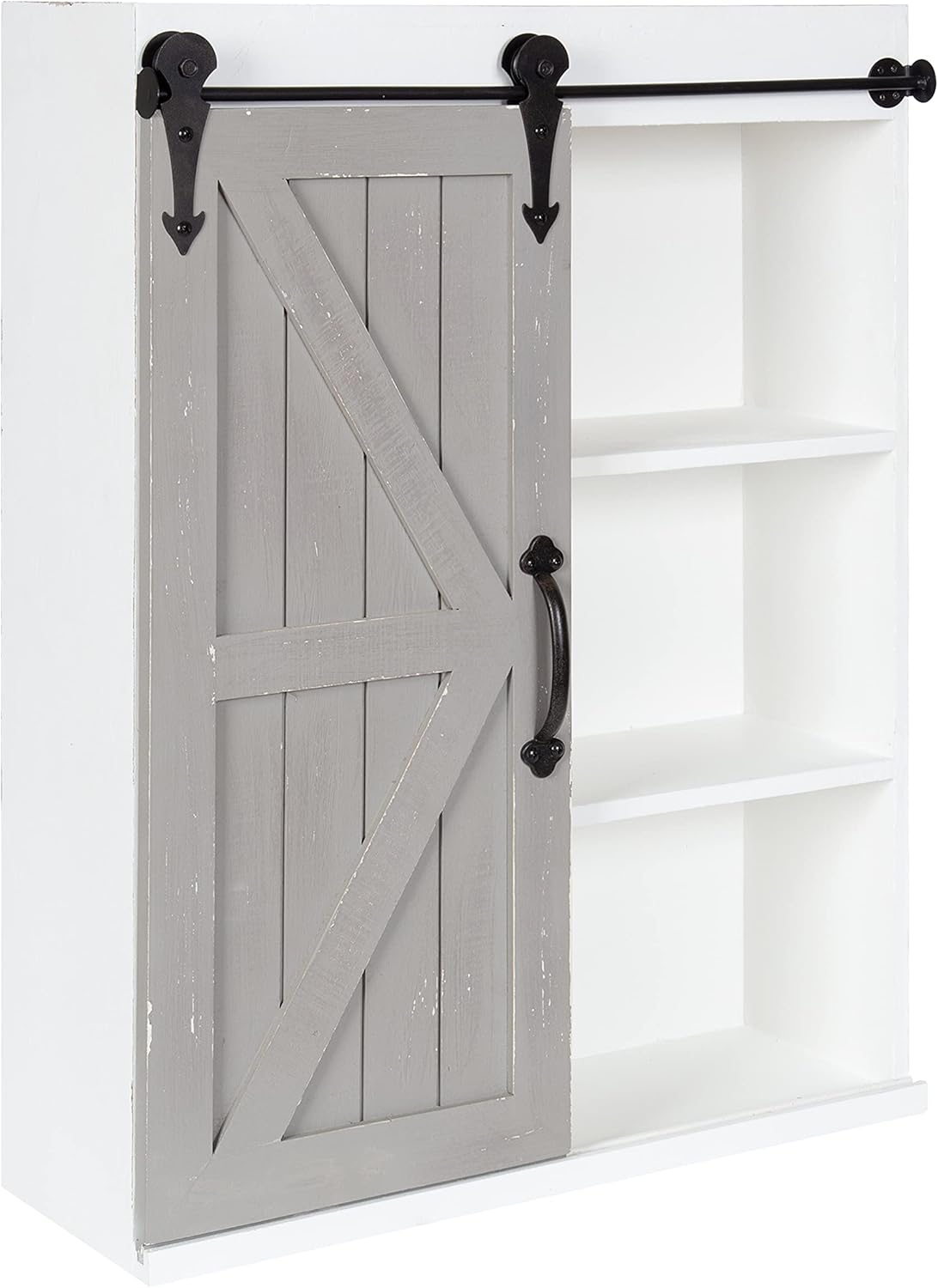 Wood Wall Storage Cabinet with Sliding Barn Door O913633