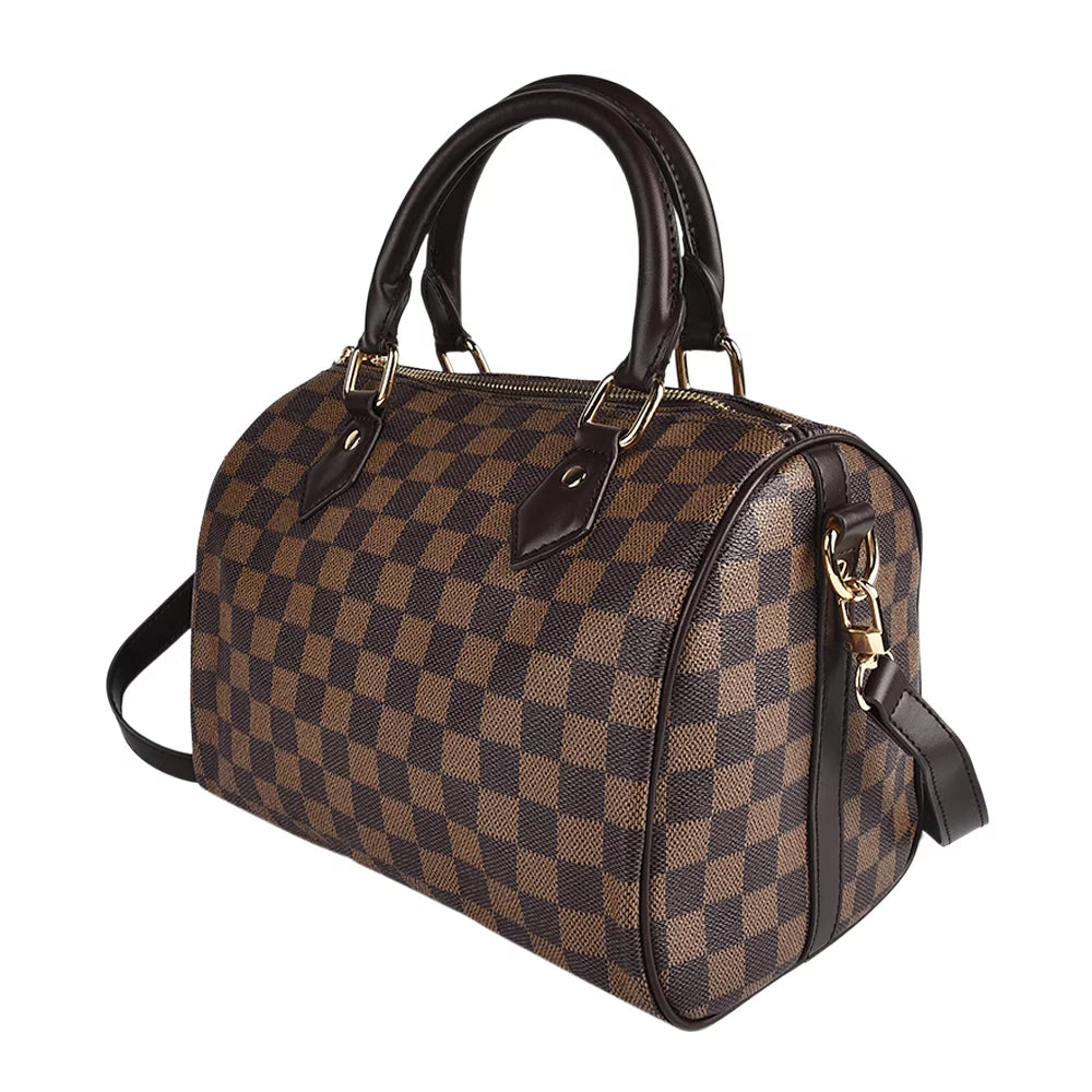Checkered Crossbody Bag with Inner Pouch L1082
