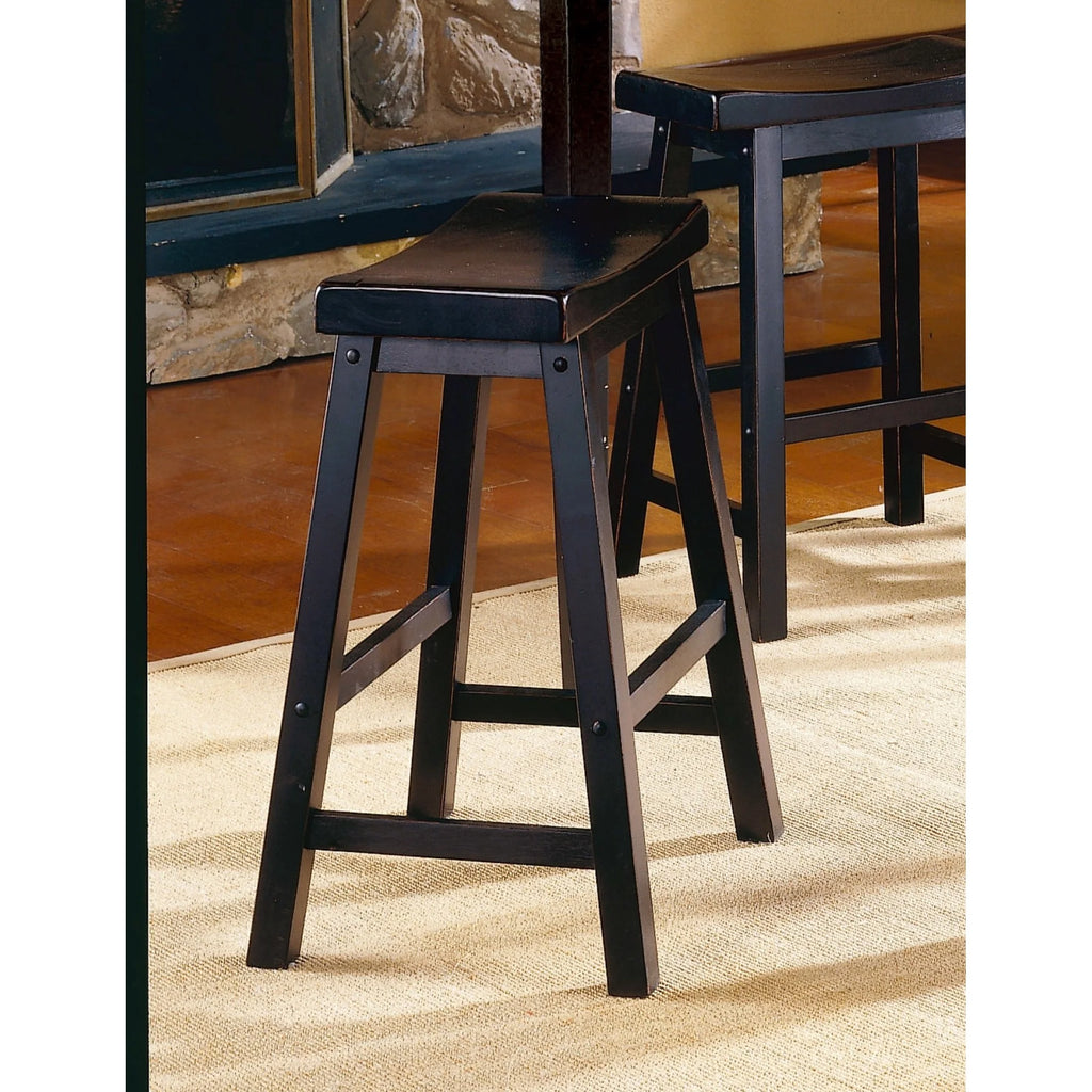 Black Solid Wood Counter Height Stools Set of 2 P914501