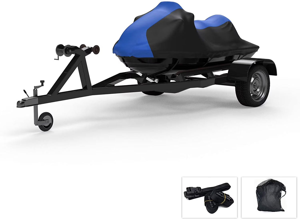 Blue/Black Jet Ski Covers with Trailer Straps and Storage Bag J573153