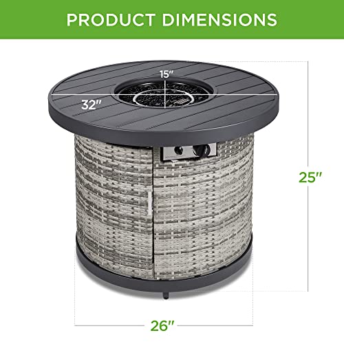 32in Round Gas Fire Pit Table X635