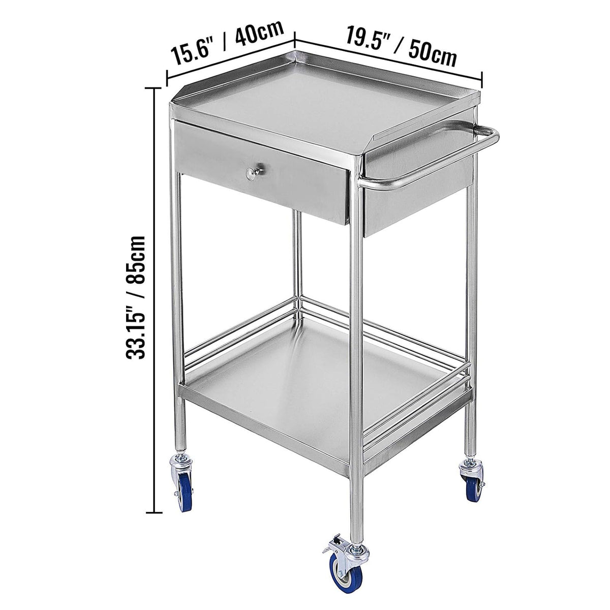 Stainless Steel Utility Cart with 2 Shelves and 1 Drawer T7859