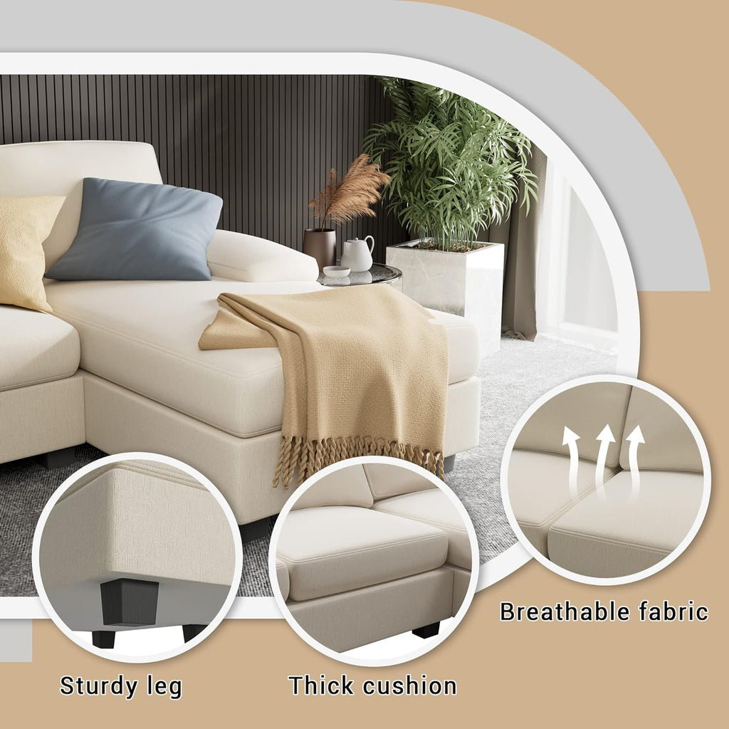 White Modular Sectional Sofa Sleeper with Double Chaise C665