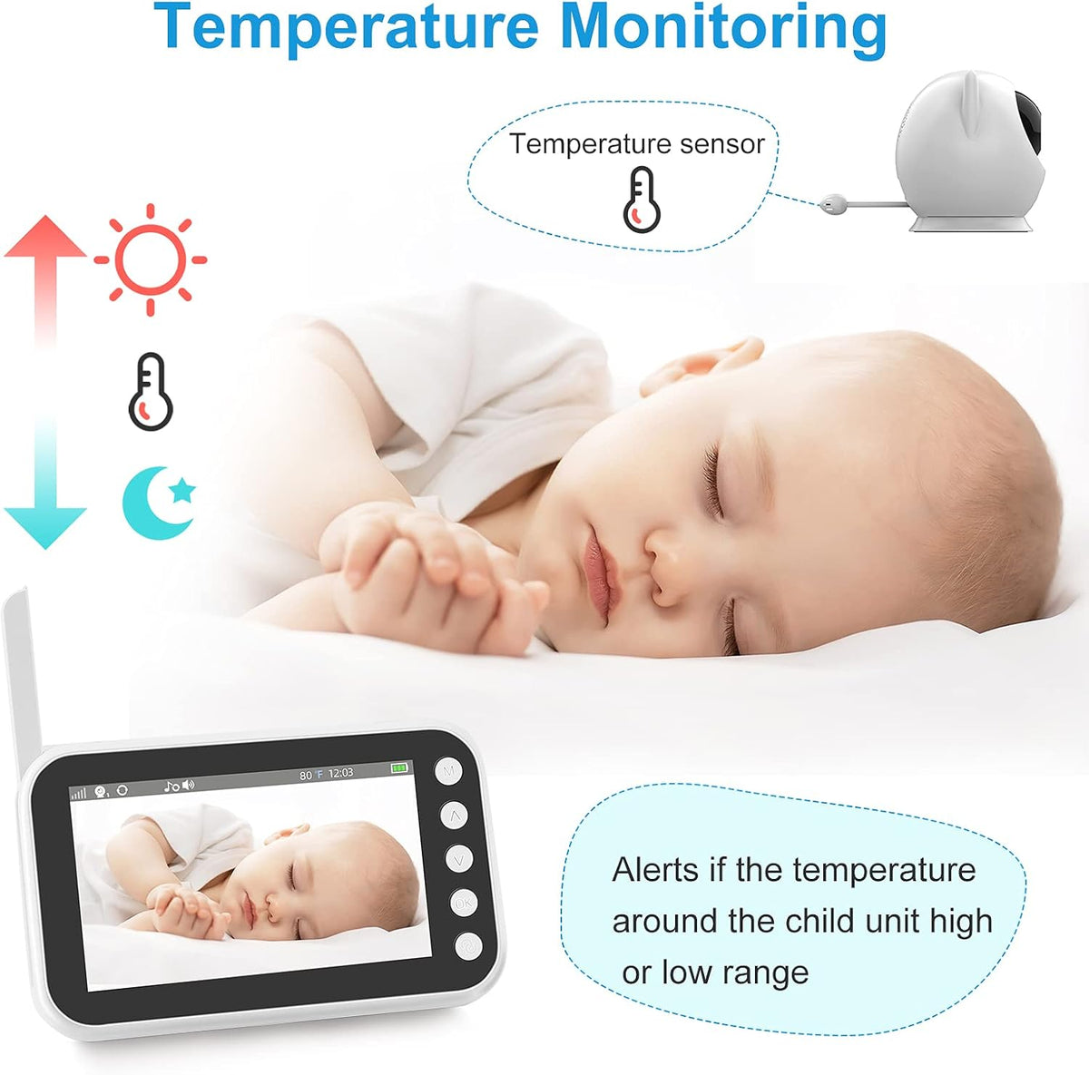 Video Baby Monitor with Camera and Audio, 4.3 Inch LCD Screen P744476