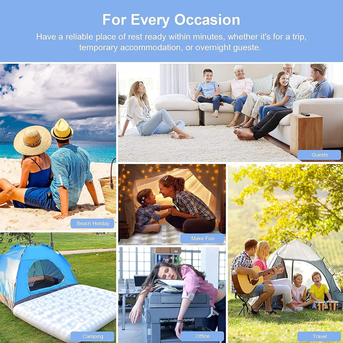 Queen Air Mattress with Flocked Top Waterproof Cover Repair Kit G3146