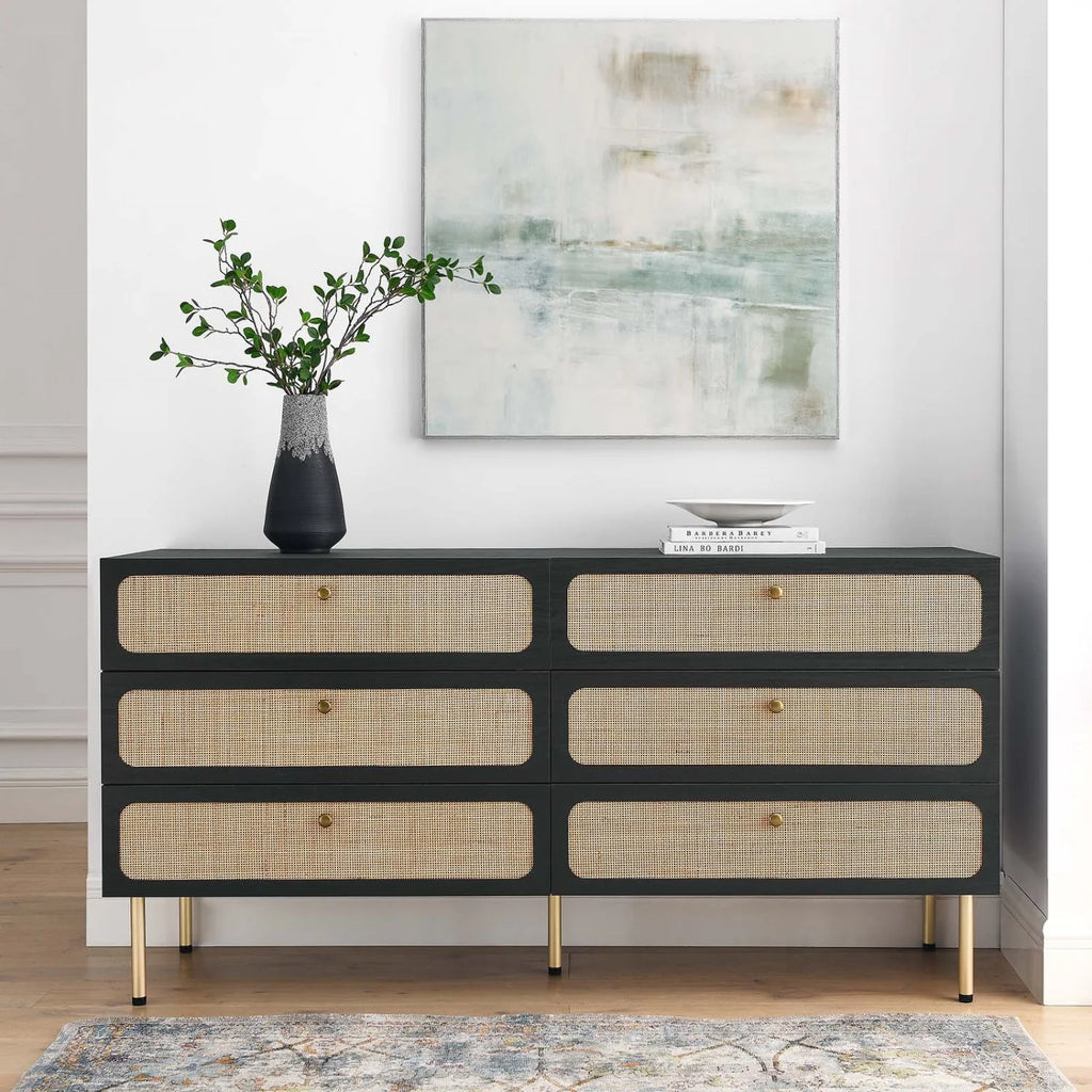 Black Wood Dresser Drawer Chest V508