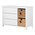 White 3 Drawer Wood Dresser with Basket F542