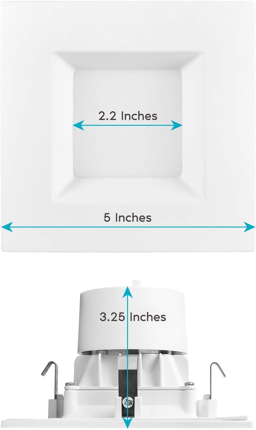 4 Inch Square Recessed LED Can Lights, Selectable CCT, Dimmable, 750 Lumens, CRI 90, Wet Rated (4 Pack) A747