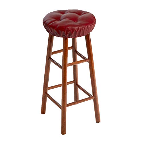 Saddle Brown 14" 4 Pack Faux Leather Round Bar Stool Cushions R4221