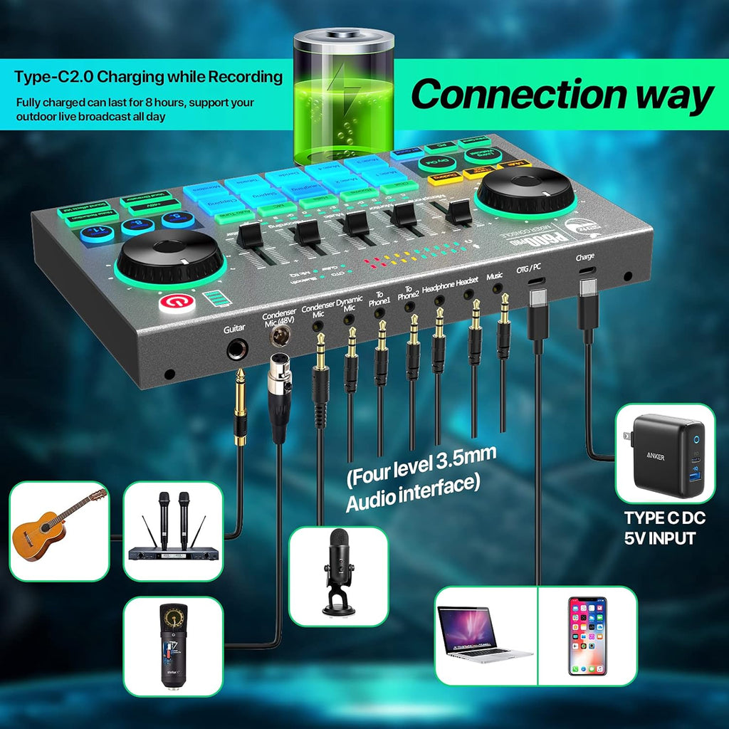 Audio Mixer with BT 5.0 Type C USB Interface G643