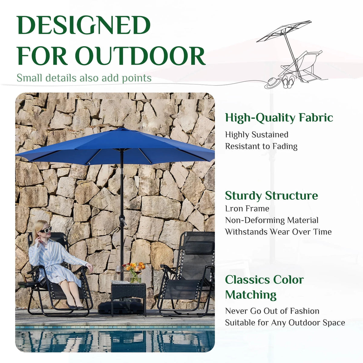 9-FT Outdoor Patio Umbrella with Push Button Tilt and Crank E81987