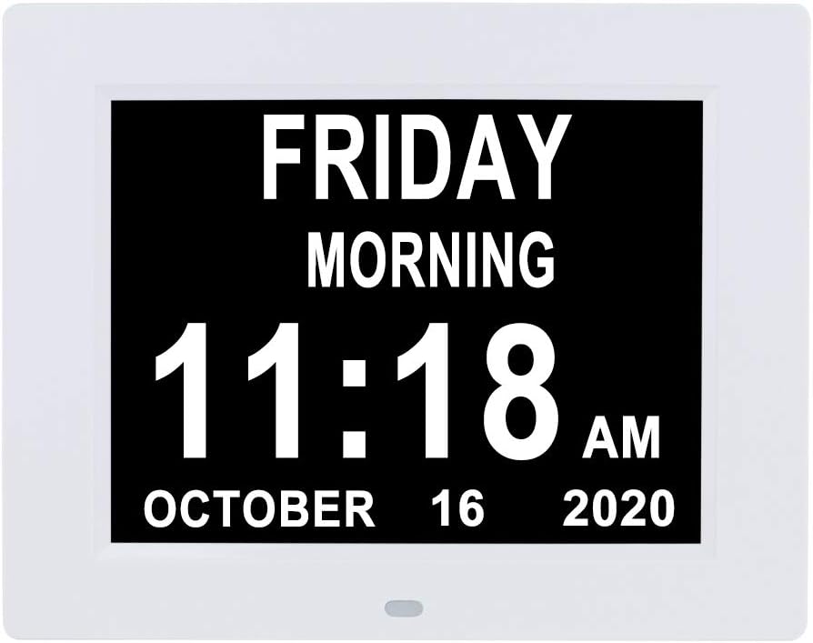 8 Alarm Auto-Dimming Extra Large Display Day Date Time Clock D386466