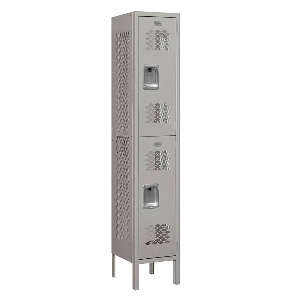 12x22 Wide Double Tier Vented Metal Locker Gray R1400