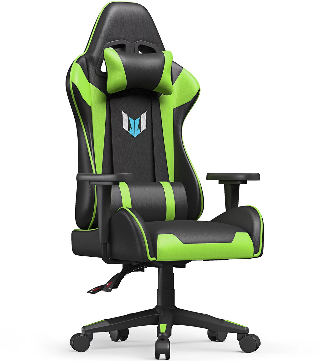 Black Green Gaming Chair with Headrest and Lumbar Support Z406