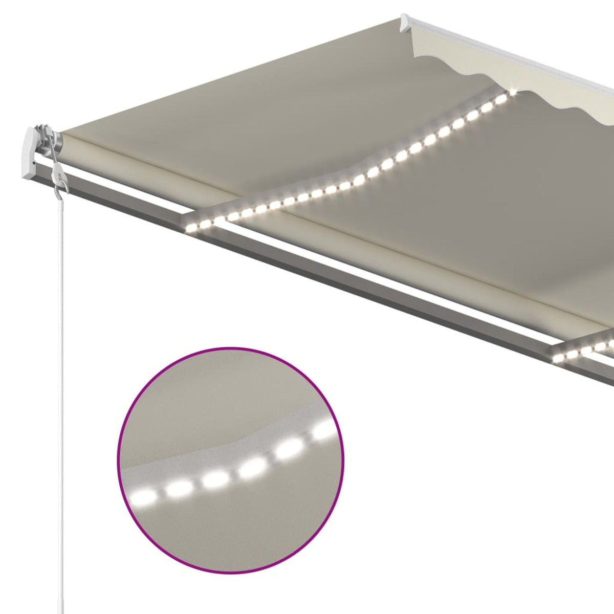 Cream Retractable Awning with LED X526504
