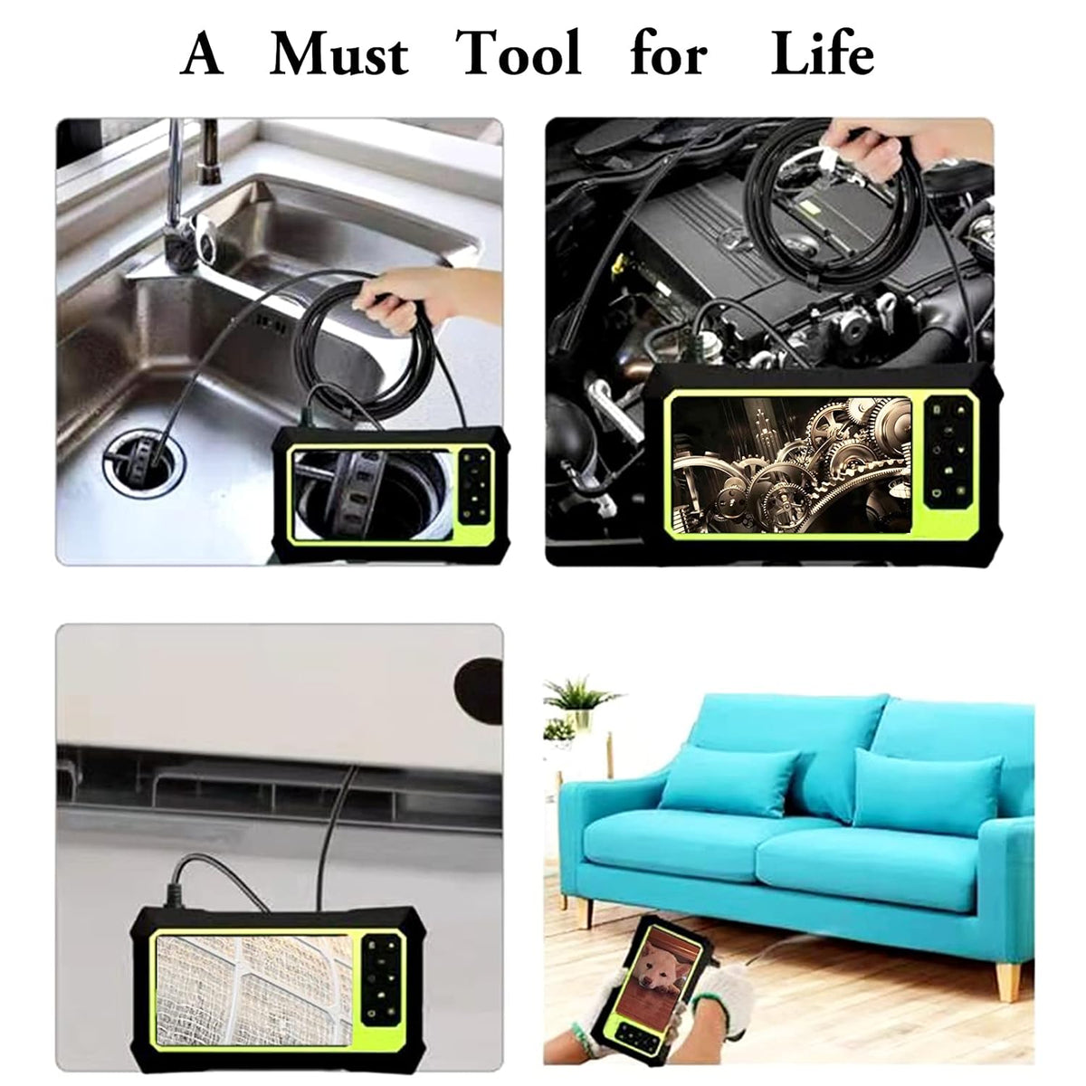Endoscope Camera with Lights, 1080P HD Borescope Camera 4.3 Inch LCD Screen IP67 Waterproof, 3000mAh Battery, 32GB TF Card R667