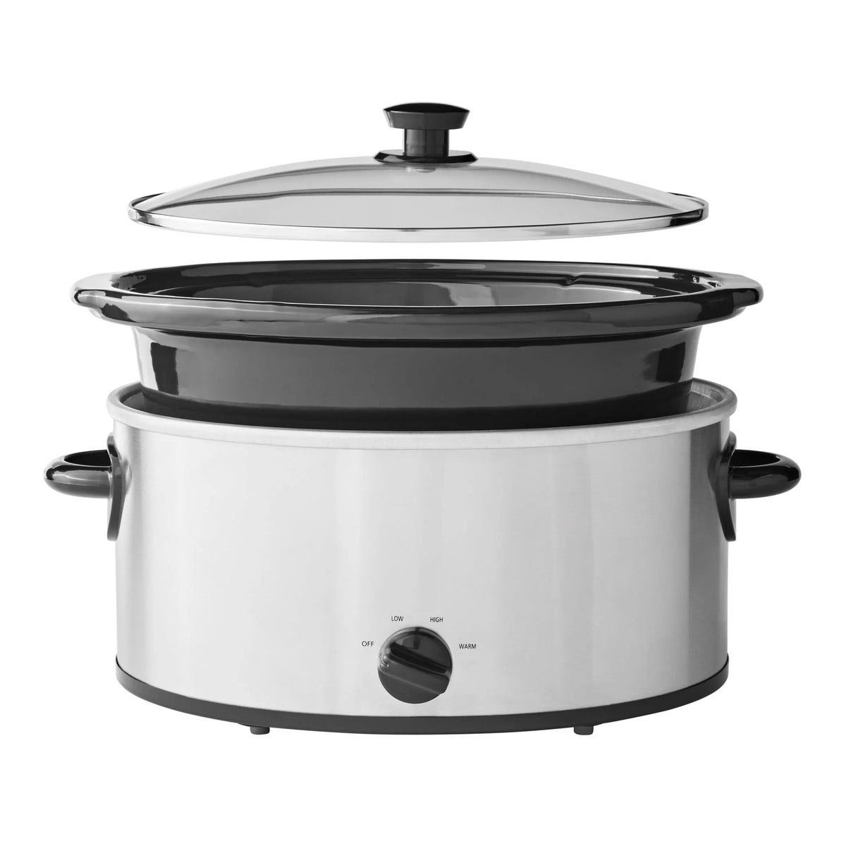 6 Quart Oval Slow Cooker Stainless Steel Glass Lid C7647