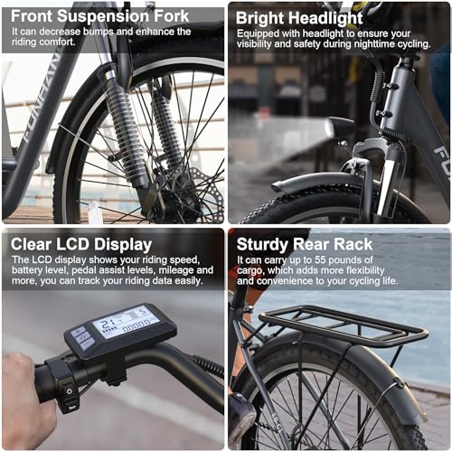 26" 1000W Peak Electric Bicycle with 48V 374.4WH Removable Battery H156