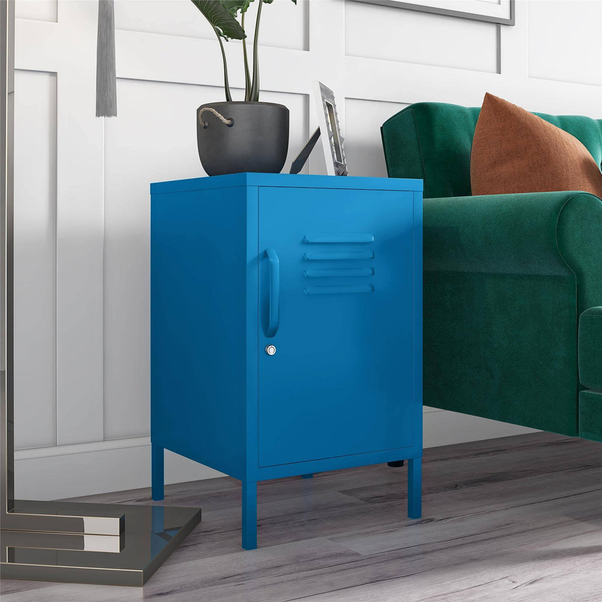 Blue Metal Locker End Table J2827