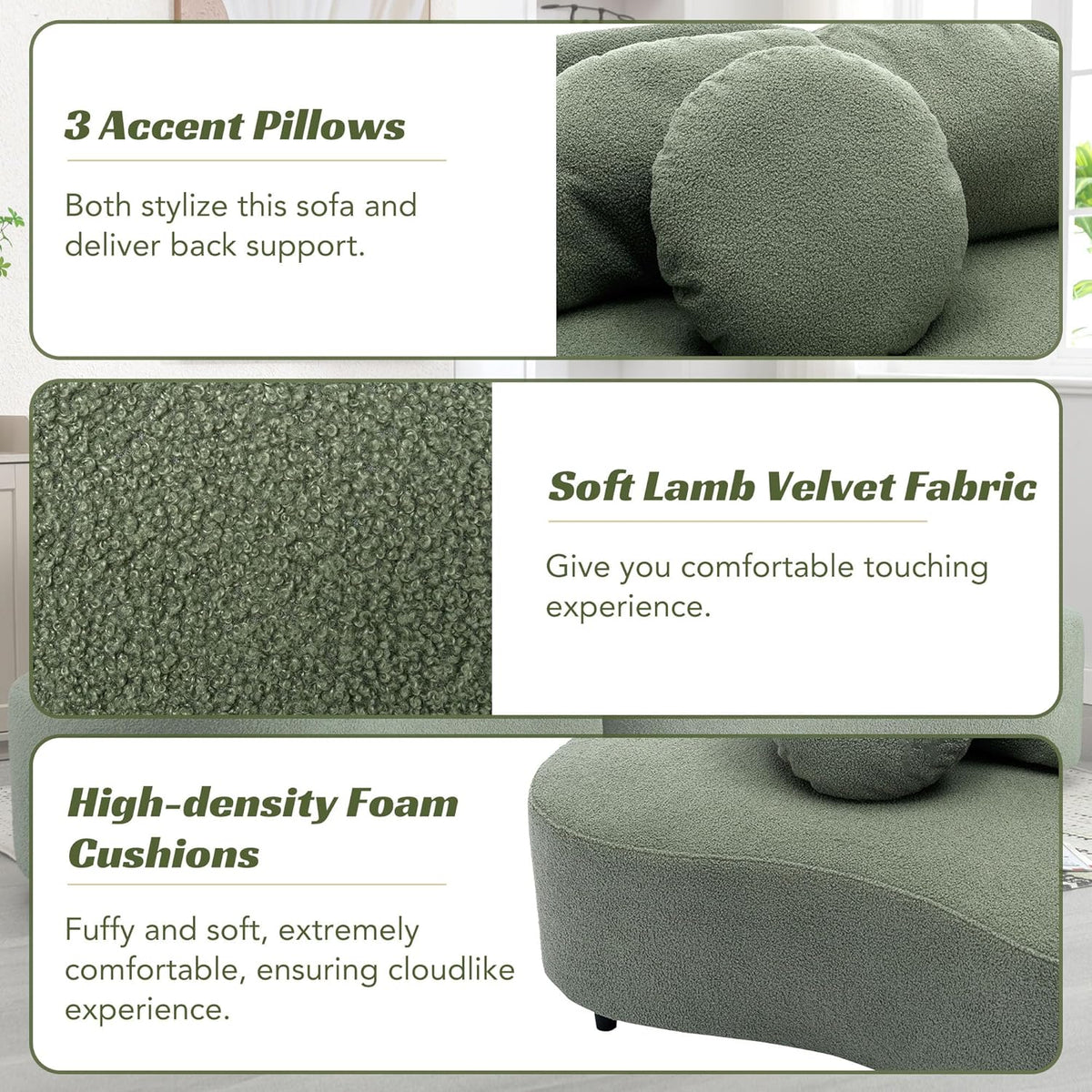 Green Velvet Curved Sectional Sofa I213