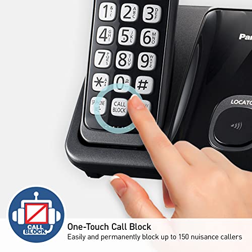Black Cordless Phone System with 3 Handset S910748