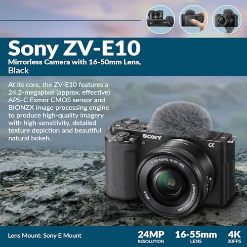 Black APS-C Mirrorless Interchangeable Lens Vlogging Camera with 16-50mm Lens V234723