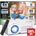 4K Supported Native 1080P Video Projector with 100" Screen Q28943